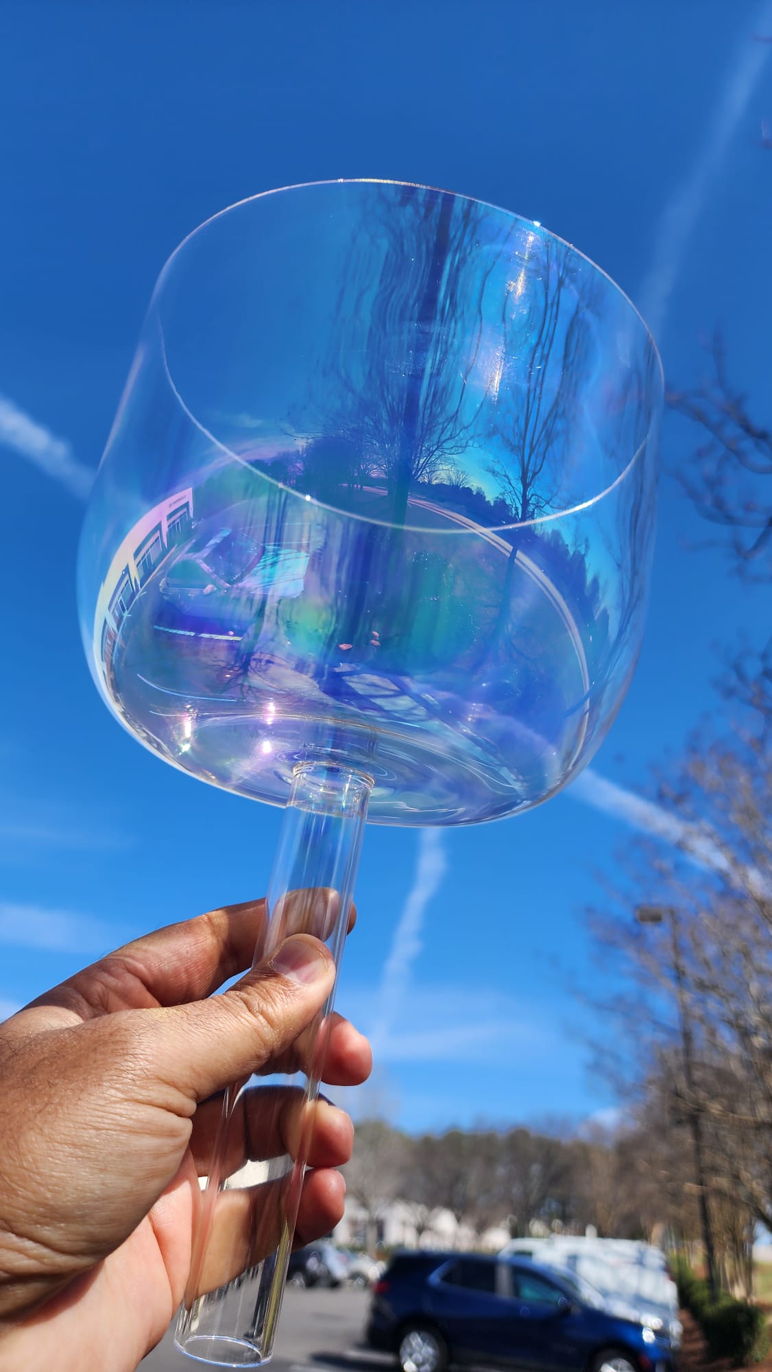 6 inch F# Crystal Singing Handle bowl with Padded Case and Striker