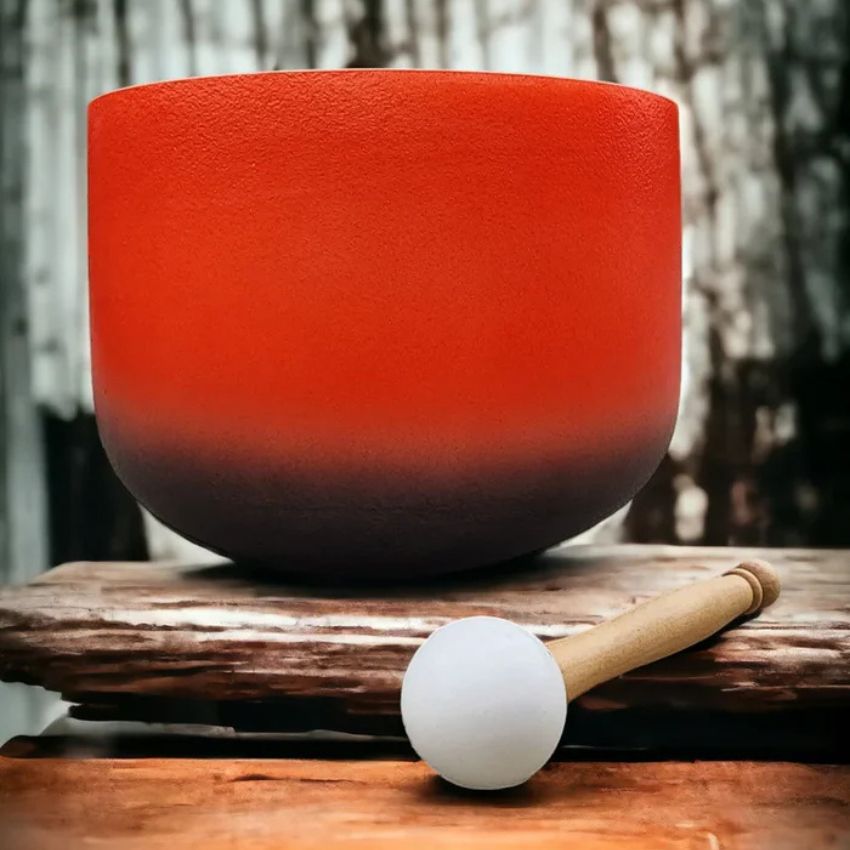 10" 417Hz Solfeggio Scarlet Eclipse Rainbow Crystal Singing Bowl with Striker and O-ring