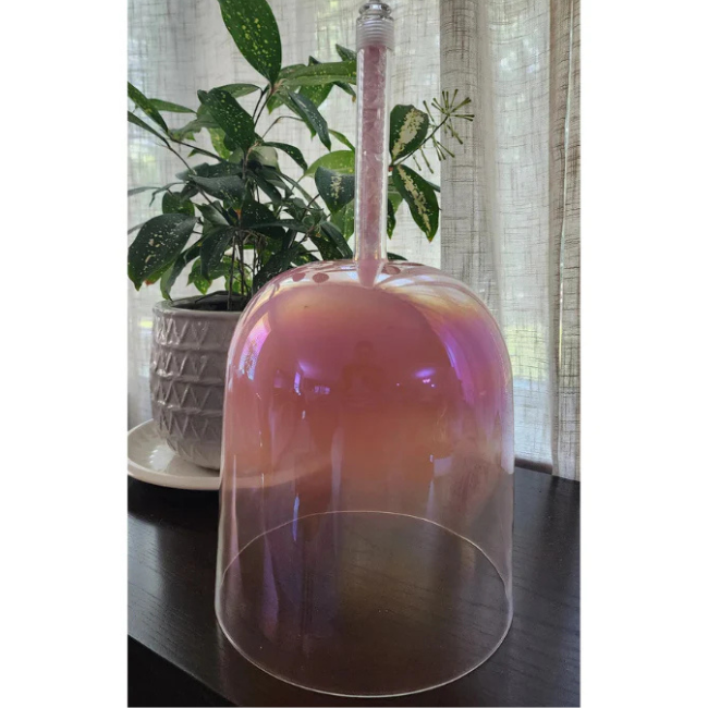 Grandfather 432Hz 8.75" C Note Root Chakra Pink Divine Light Sacred Handheld Singing Bowl with Pink Tourmaline Crystal, Padded Secure Case, and Striker