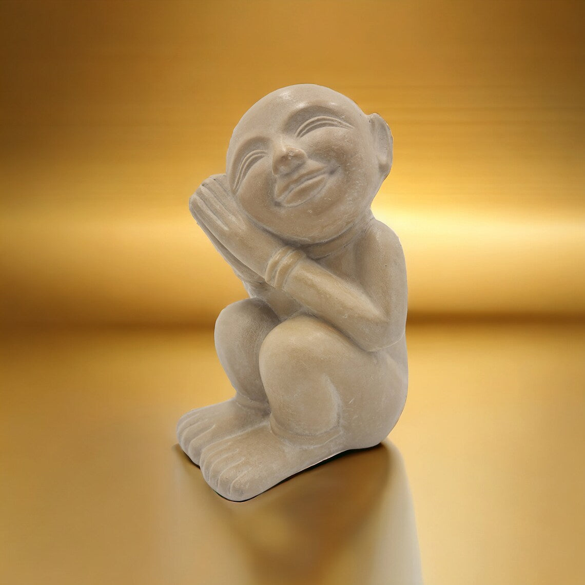 Rare Antique Dreaming Child Sandstone African Africa Sculpture from Zimbabwe: Capturing Innocence and Serenity - Thecosmicaccess