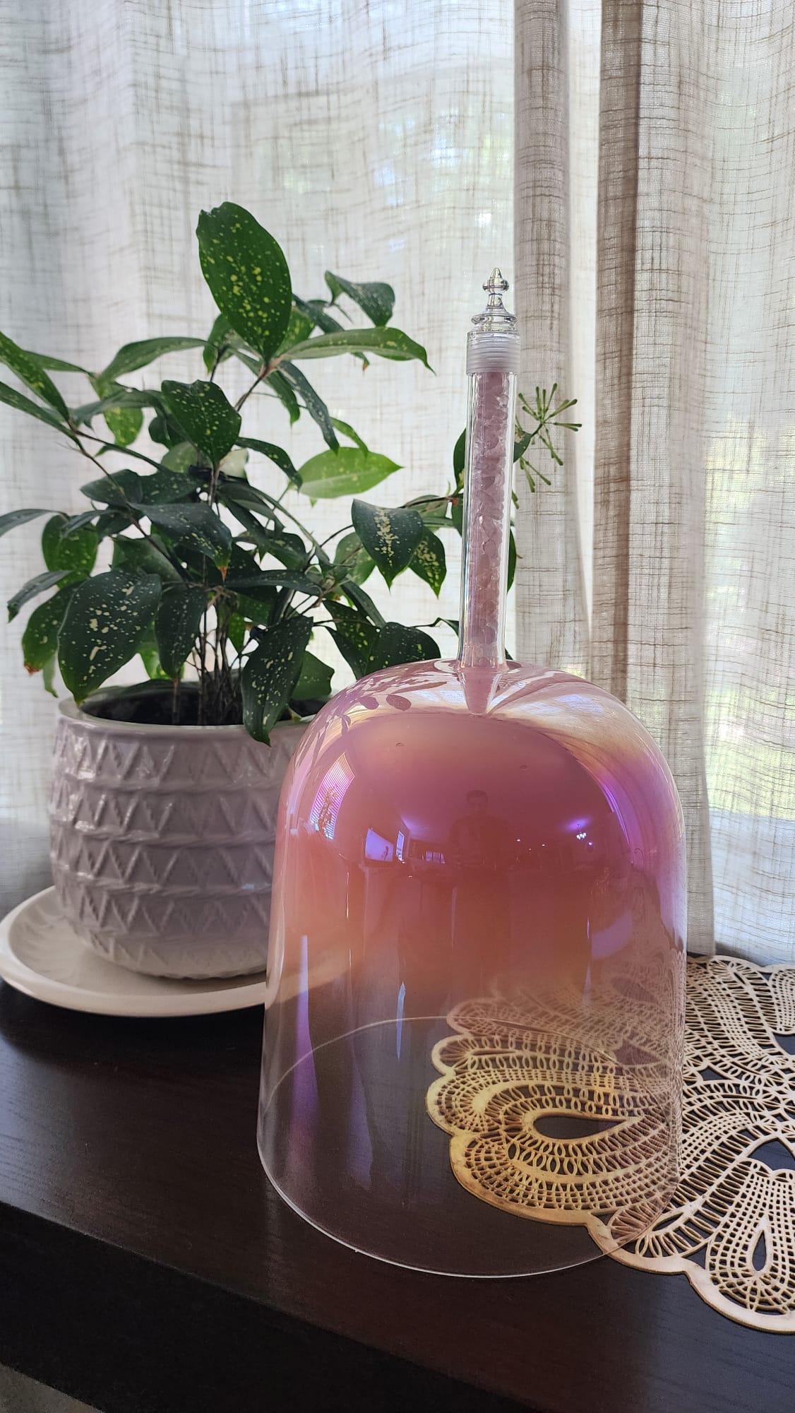 Grandfather 432Hz 8.75" C Note Root Chakra Pink Divine Light Sacred Handheld Singing Bowl with Pink Tourmaline Crystal, Padded Secure Case, and Striker