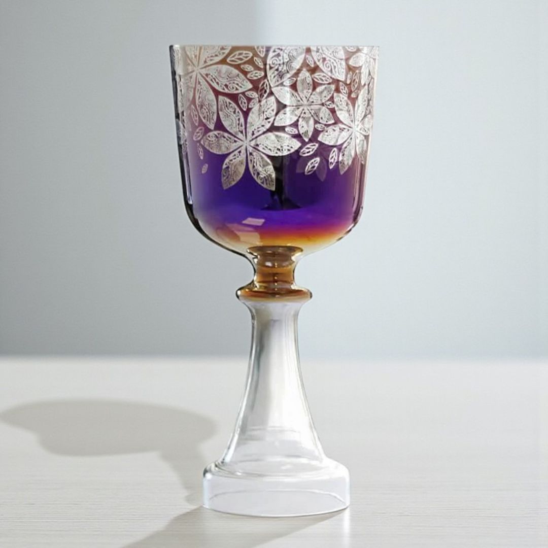 Floral Crystal Singing Chalice – Handcrafted Sound Bowl for Chakra Healing & Meditation