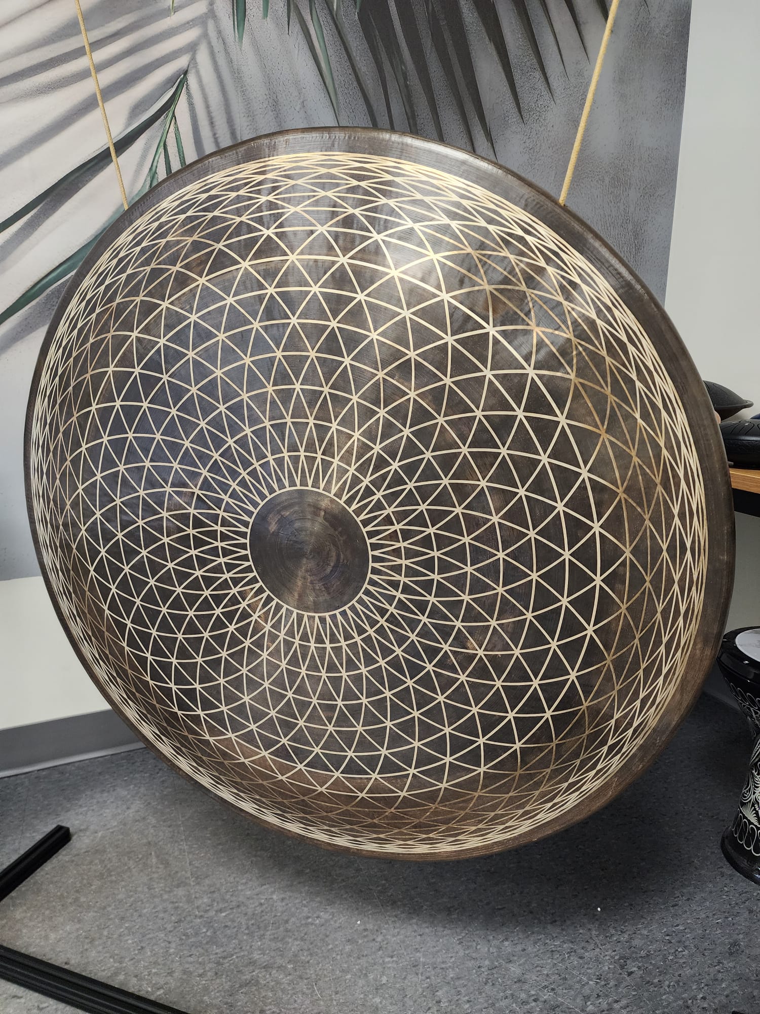 40" Chau Gong with Wooden Stand – Traditional Chinese Wind Gong for Sound Healing, Meditation & Ceremonial Use