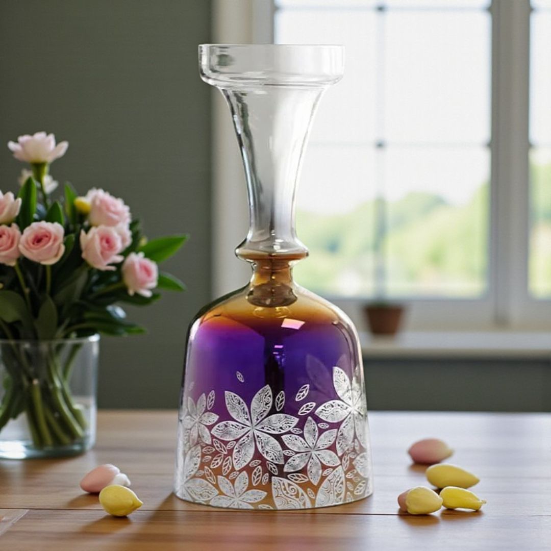 Floral Crystal Singing Chalice – Handcrafted Sound Bowl for Chakra Healing & Meditation