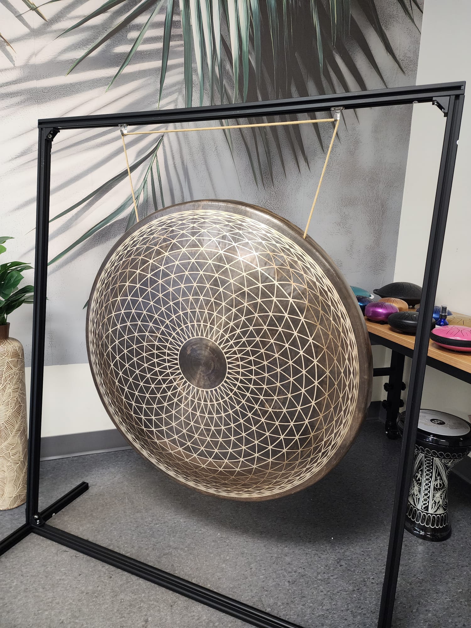 40" Chau Gong with Wooden Stand – Traditional Chinese Wind Gong for Sound Healing, Meditation & Ceremonial Use