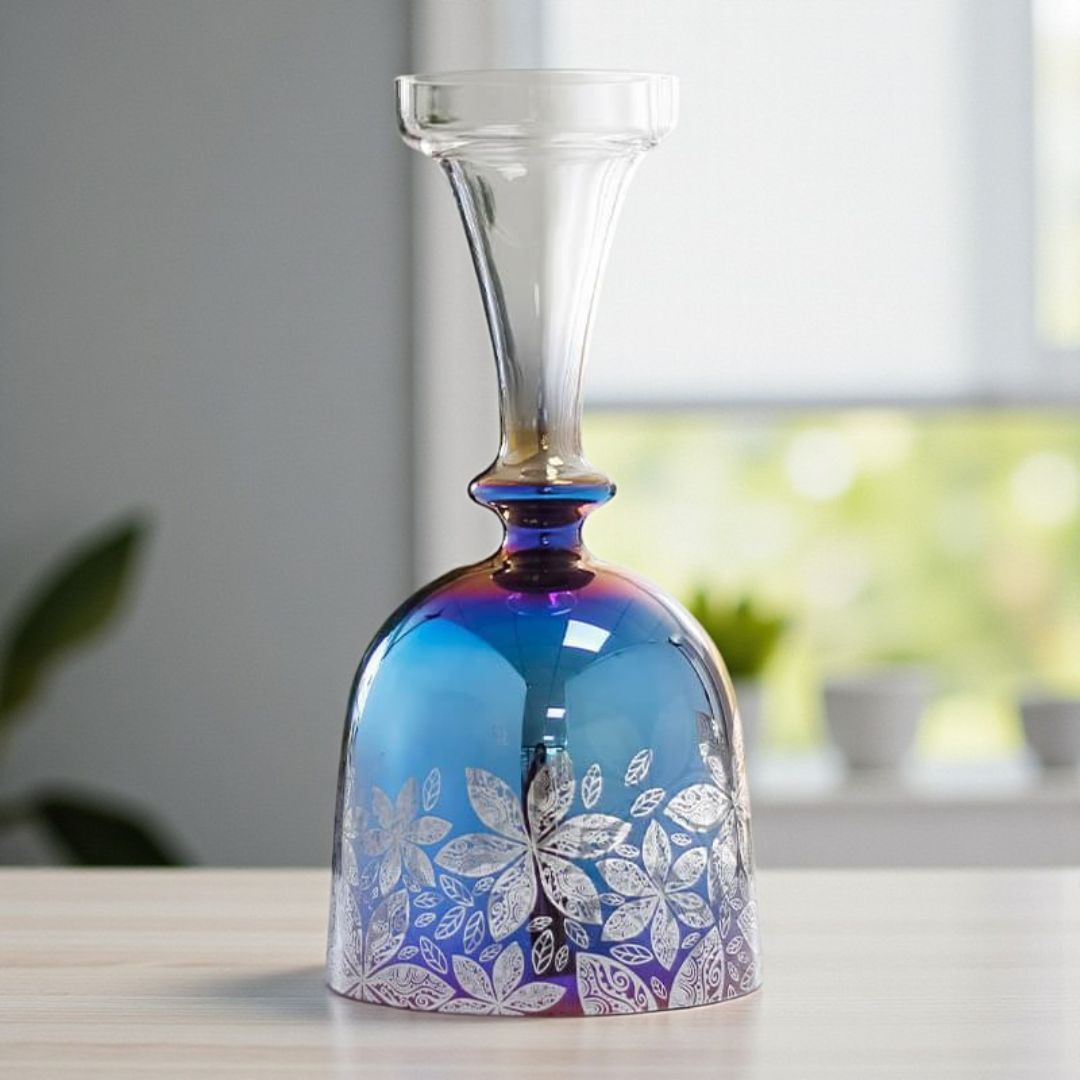 Floral Crystal Singing Chalice – Handcrafted Sound Bowl for Chakra Healing & Meditation