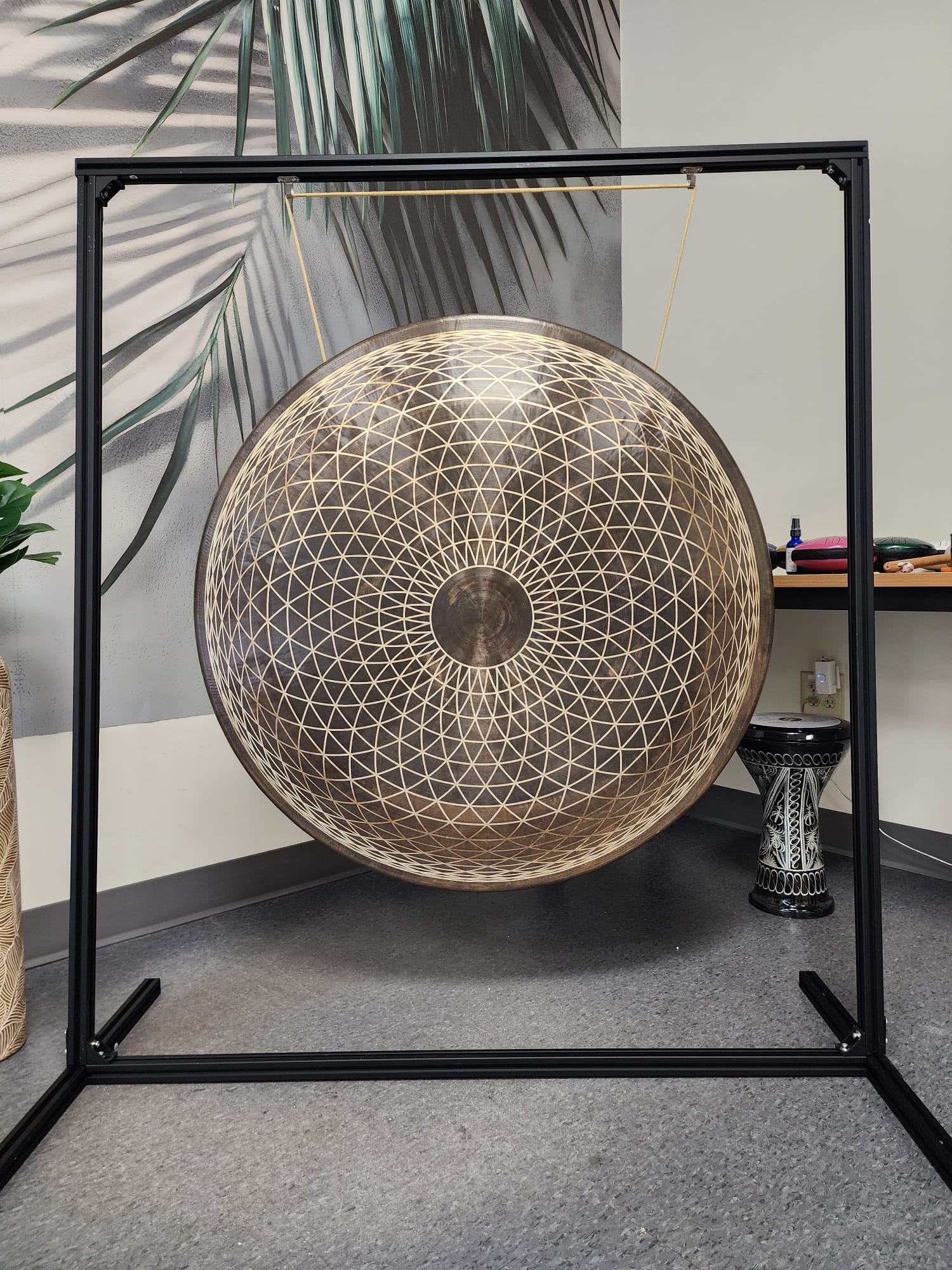 40" Chau Gong with Wooden Stand – Traditional Chinese Wind Gong for Sound Healing, Meditation & Ceremonial Use