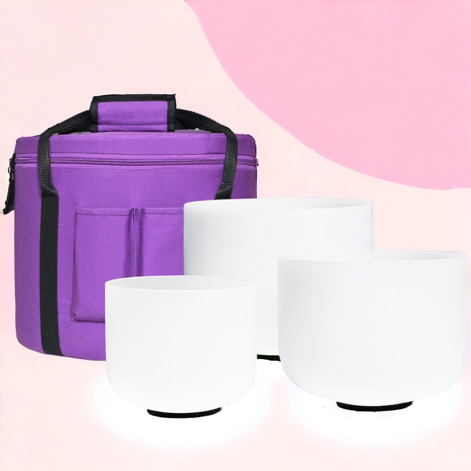 Harmony Trio Crystal Singing Bowl Set: F, G, and B Notes with Portable Secure Bag, Striker and O-Ring - Thecosmicaccess