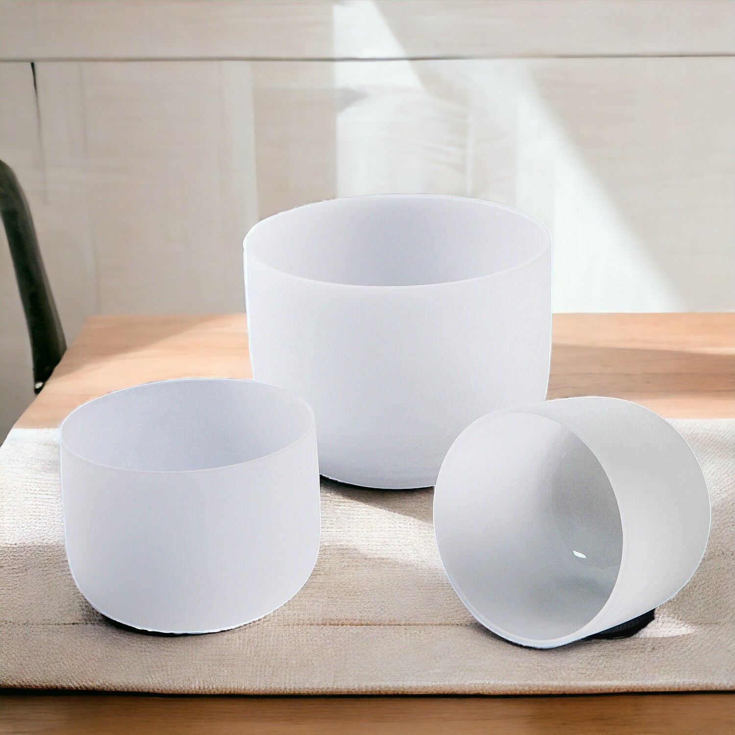 Harmony Trio Crystal Singing Bowl Set: F, G, and B Notes with Portable Secure Bag, Striker and O-Ring - Thecosmicaccess