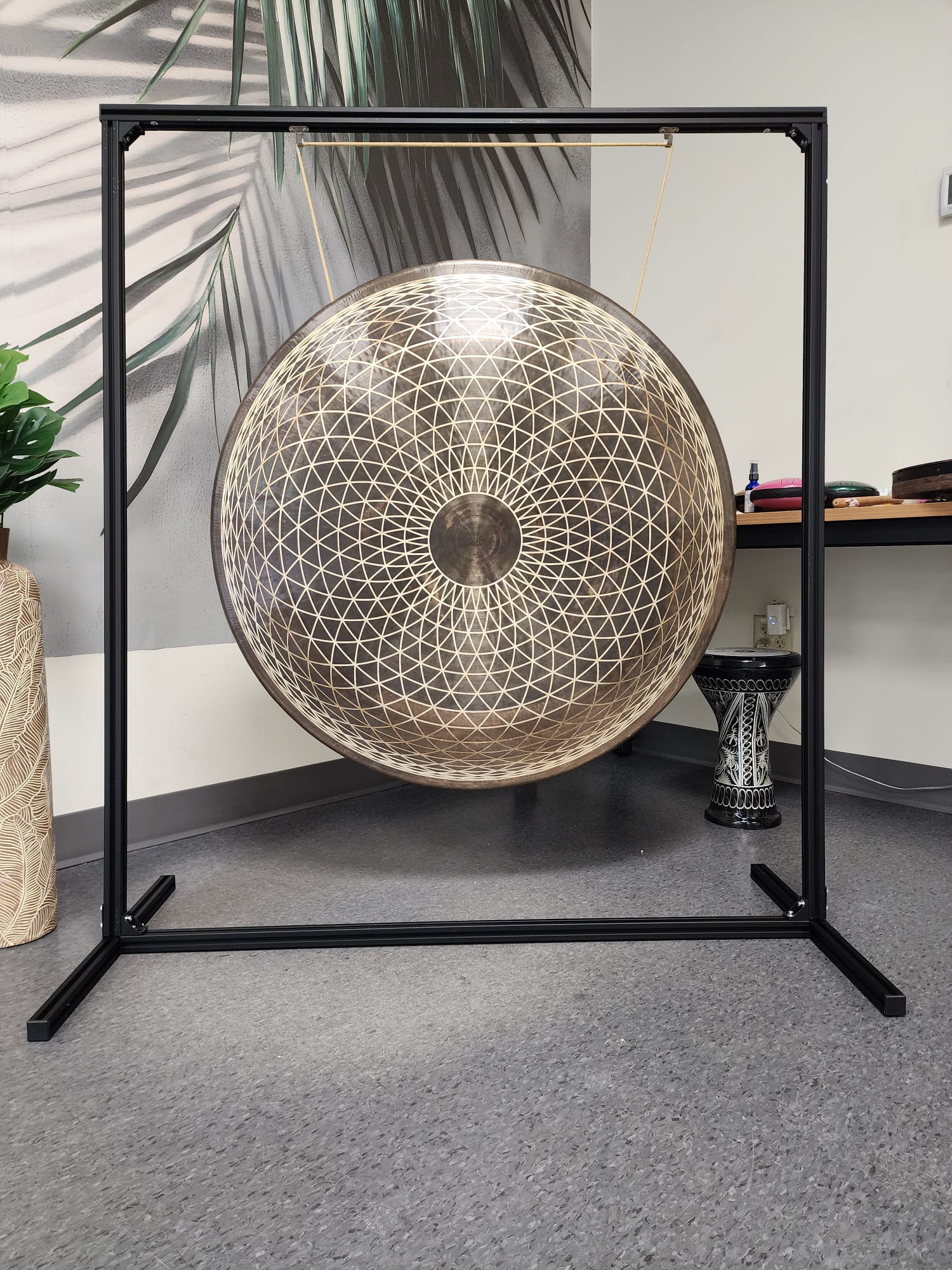 40" Chau Gong with Wooden Stand – Traditional Chinese Wind Gong for Sound Healing, Meditation & Ceremonial Use