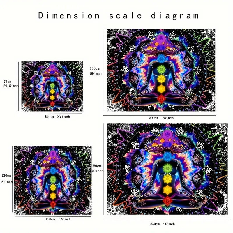 1pc Hippie-Inspired Colorful Seven Chakra Tapestry - Soft Peach Skin Wall Hanging For Bedroom, Living Room, Dorm Decor - Indoor Home Decoration