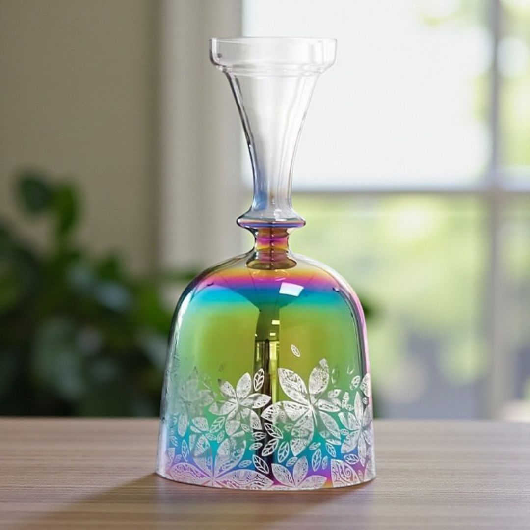Floral Crystal Singing Chalice – Handcrafted Sound Bowl for Chakra Healing & Meditation