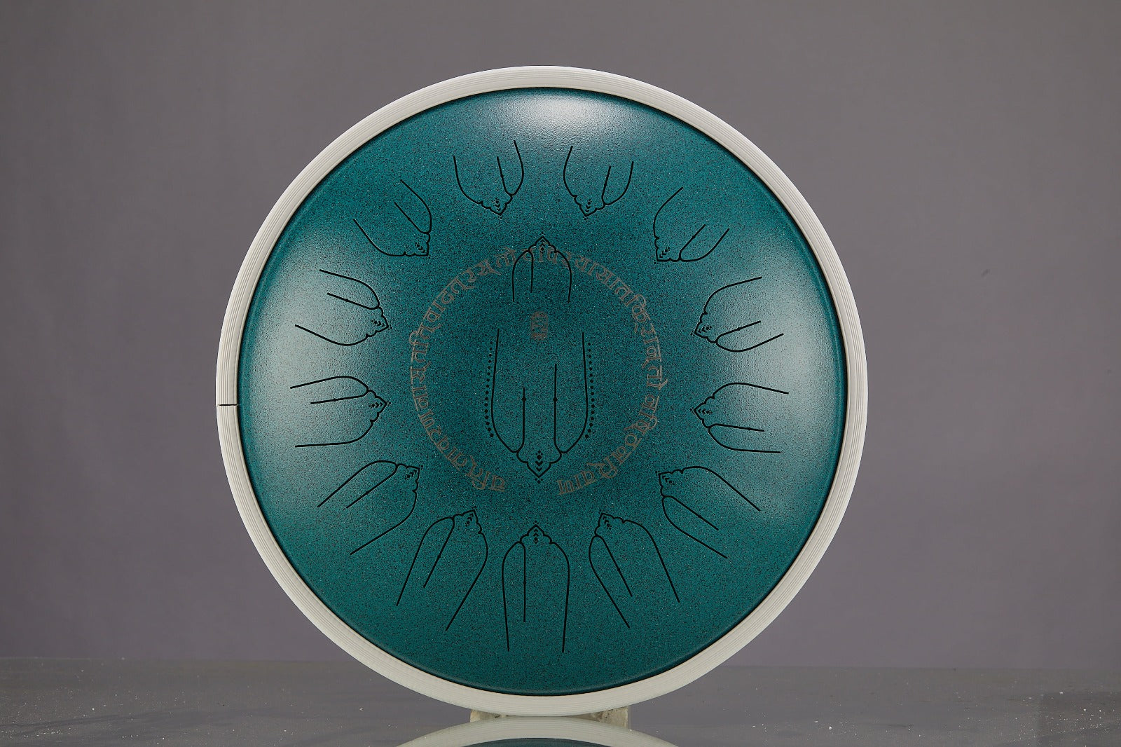 Green 14-Inch Crystal Drum - C Major (440Hz) Tuning with E3, F3, G3, A3, B3, C4, D4, E4, F4, G4, A4, B4, C5, D5, E5 for Sound Healing & Meditation