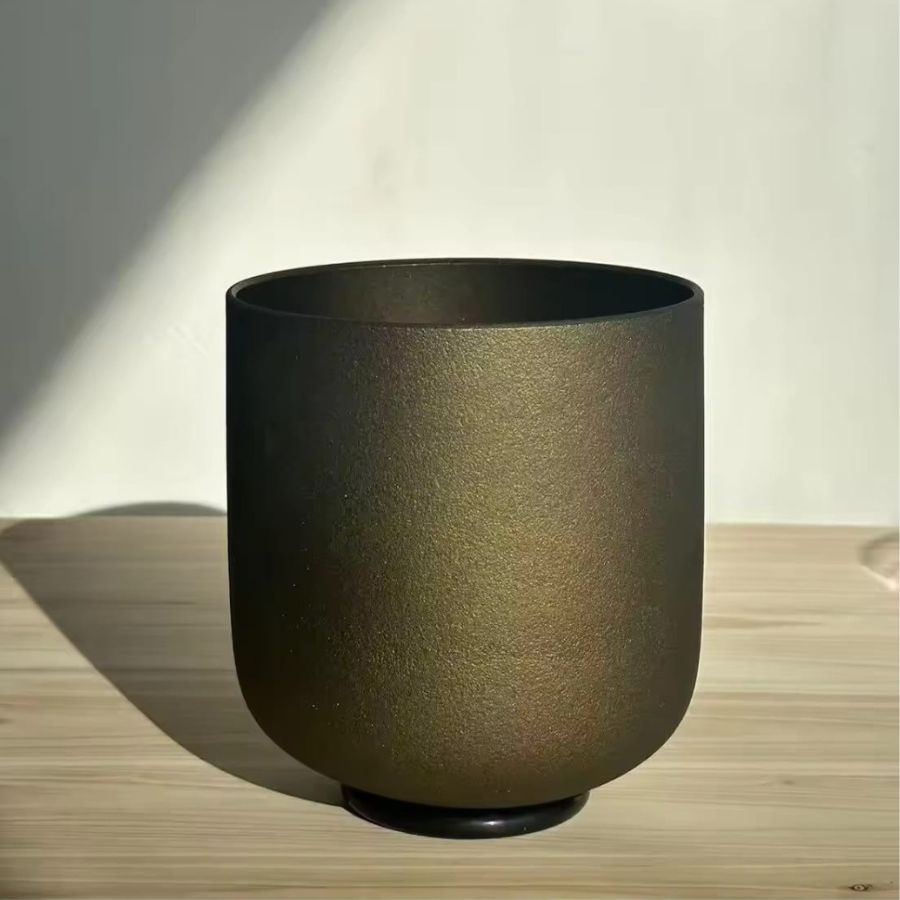 6 inches B note Chiastolite Gem Fused Crystal Singing Bowl