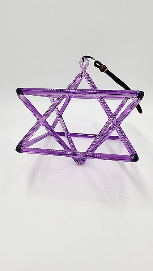 Purple 8" Quartz Crystal Singing Merkaba Enhanced Sound Healing and Meditation Musical Instrument with Crystal Striker
