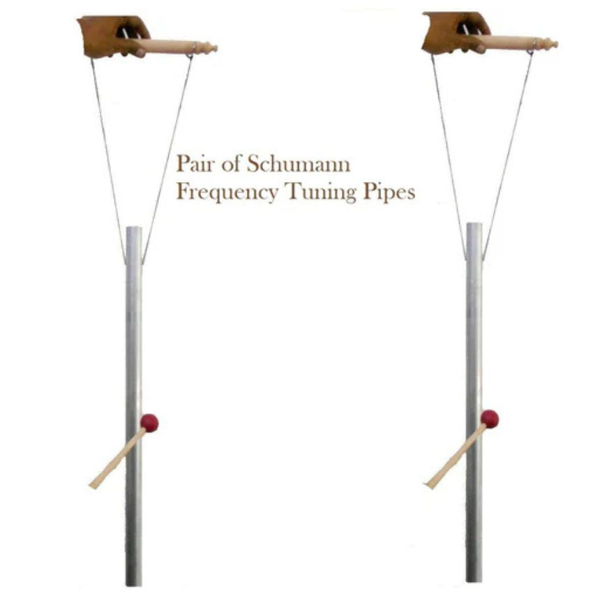 A Pair Schumann Tuned Pipes with Hand Stand to give 7.83 Hz Frequency of Earth Nature Lightning Comes with 2 Mallets LOUDER Than TUNING FORK