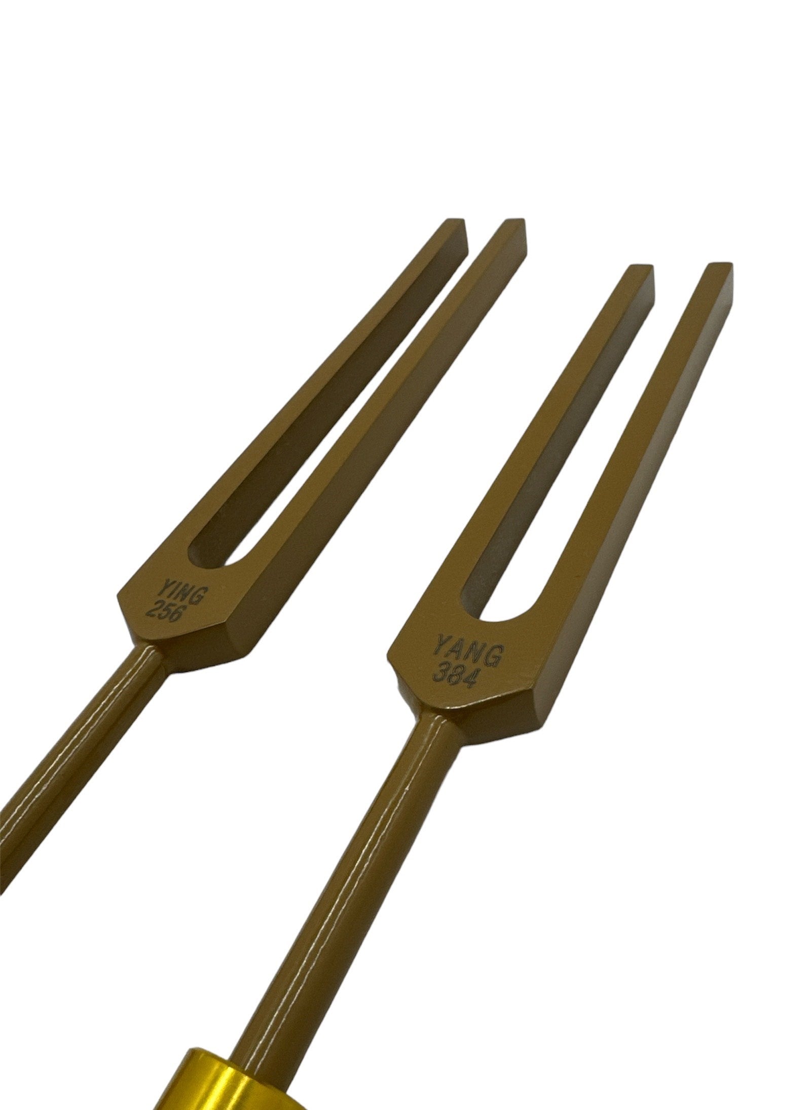 Unweighted Brown Color Ying Yang Tuning Fork Set for Healing C 256Hz and G 384Hz with Removable Buddha Bead, Striker, and Storage Bag - Thecosmicaccess