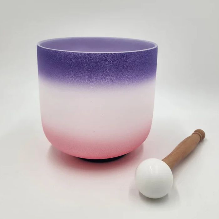 432Hz Lavender Mist Harmony Rainbow Chakra Crystal Singing Bowl with Striker and O-ring