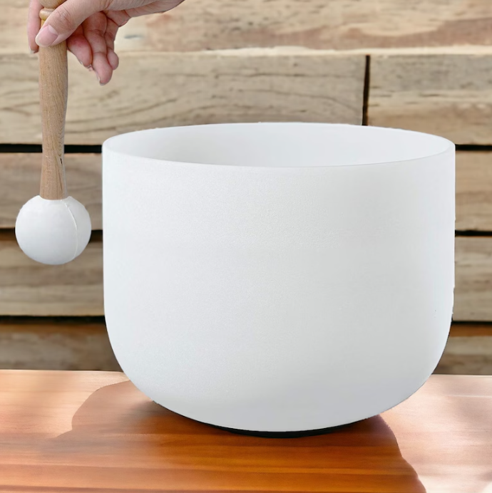 20 Inches E Note Solar Plexus Chakra Crystal Singing Bowl with Padded Secure Case, Striker and O-ring