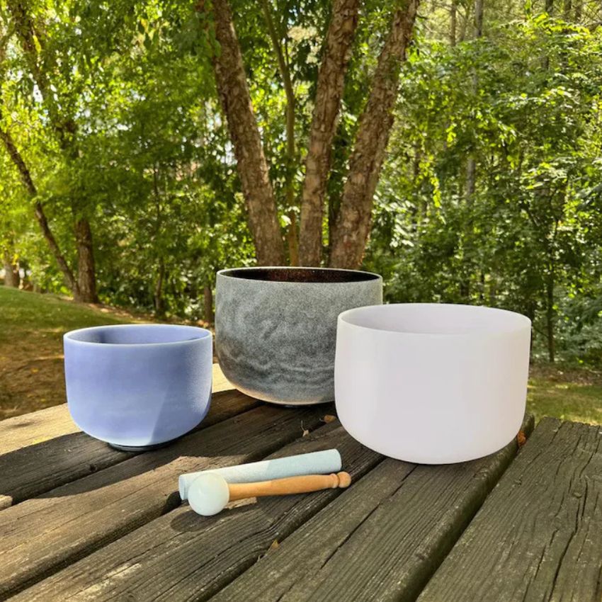 Solfeggio Gem Fused Crystal Singing Bowls - 741Hz, 852Hz, and 963Hz with Padded Secure Case, Strikers, and O-ring - Limited Edition