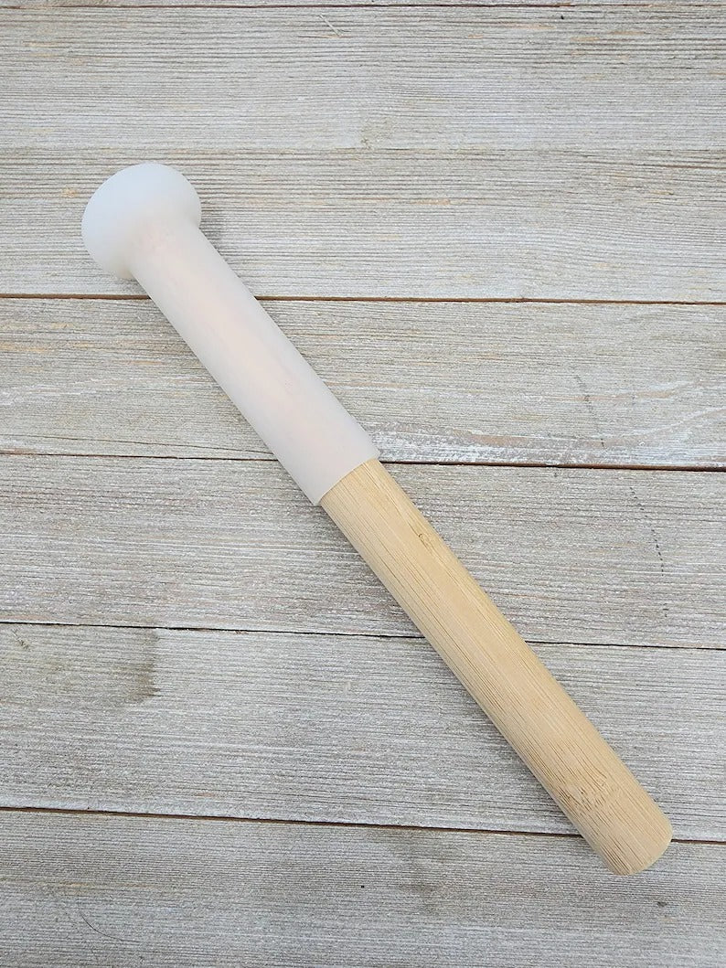 Bamboo Striker Magic Mallet with Ring for Crystal Singing Bowl with Round End Silicone Tip Playing Surface - Thecosmicaccess