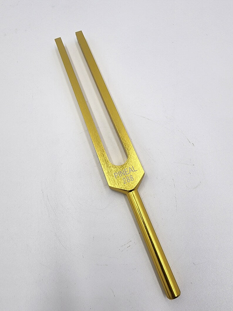Gold Color Pineal Gland Activation Unweighted Tuning Fork - 288Hz Frequency with Striker and Bag for Sound Healing Biofield - Thecosmicaccess