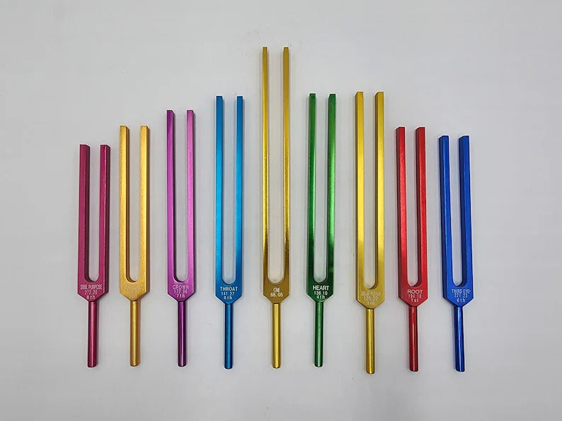 Professional Chakra Unweighted Color Coded Tuning Forks Set of 9 - Thecosmicaccess