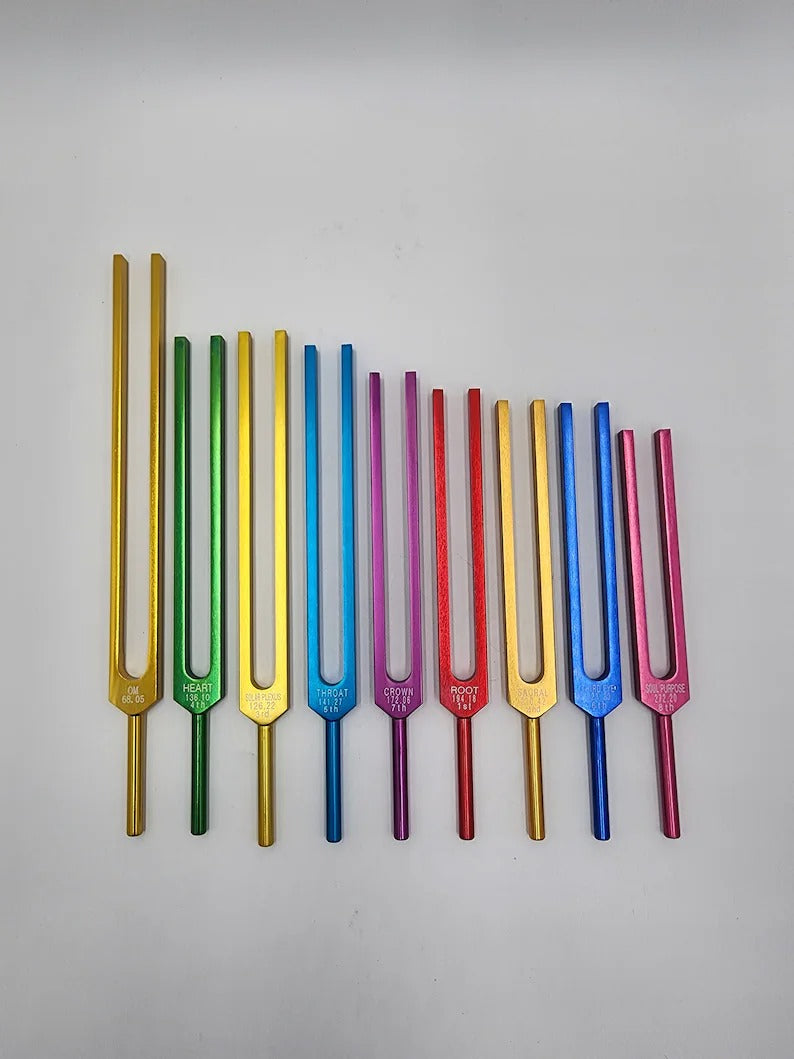 Professional Chakra Unweighted Color Coded Tuning Forks Set of 9 - Thecosmicaccess