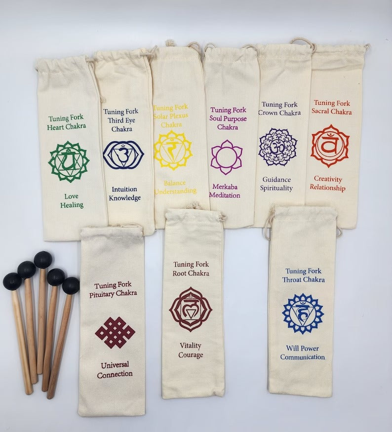 Professional Chakra Unweighted Color Coded Tuning Forks Set of 9 - Thecosmicaccess