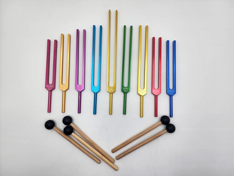 Professional Chakra Unweighted Color Coded Tuning Forks Set of 9 - Thecosmicaccess