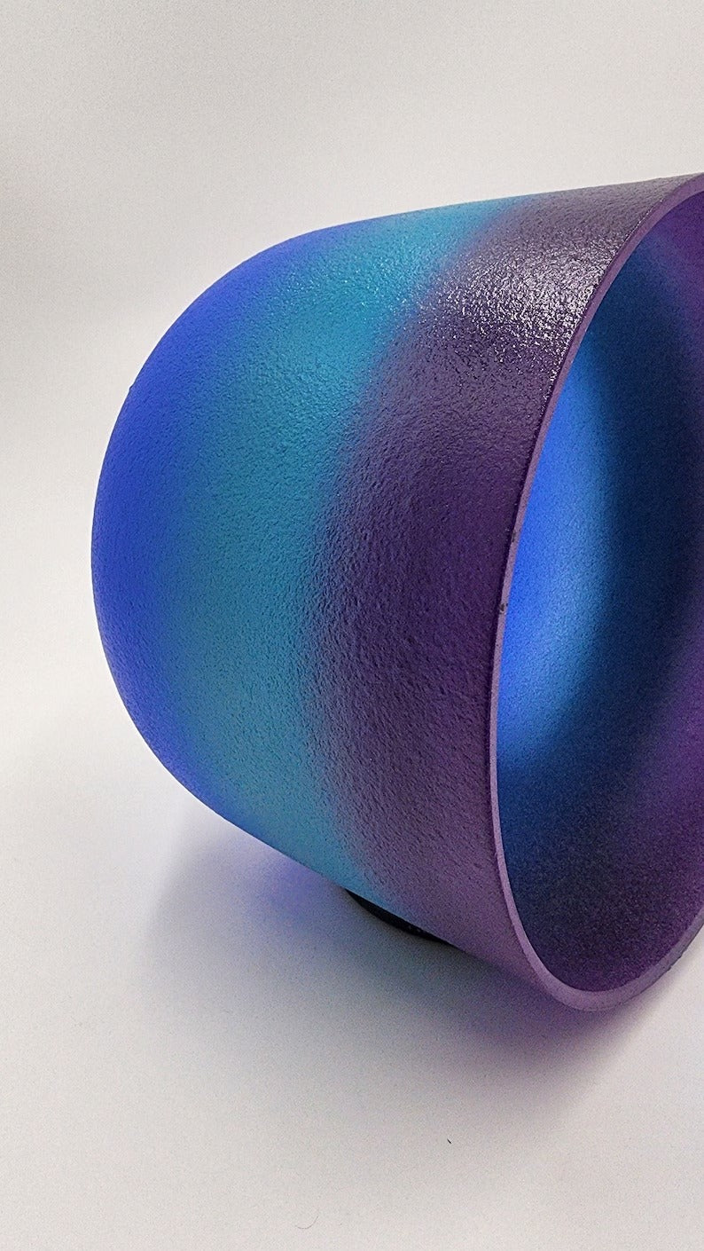 F Note Perfect Pitch 8" Rainbow Crystal Singing Bowl - Cosmic Azure Amethyst - Emotional Healing, Heart-Centeredness, Tranquil Vibrations - Thecosmicaccess