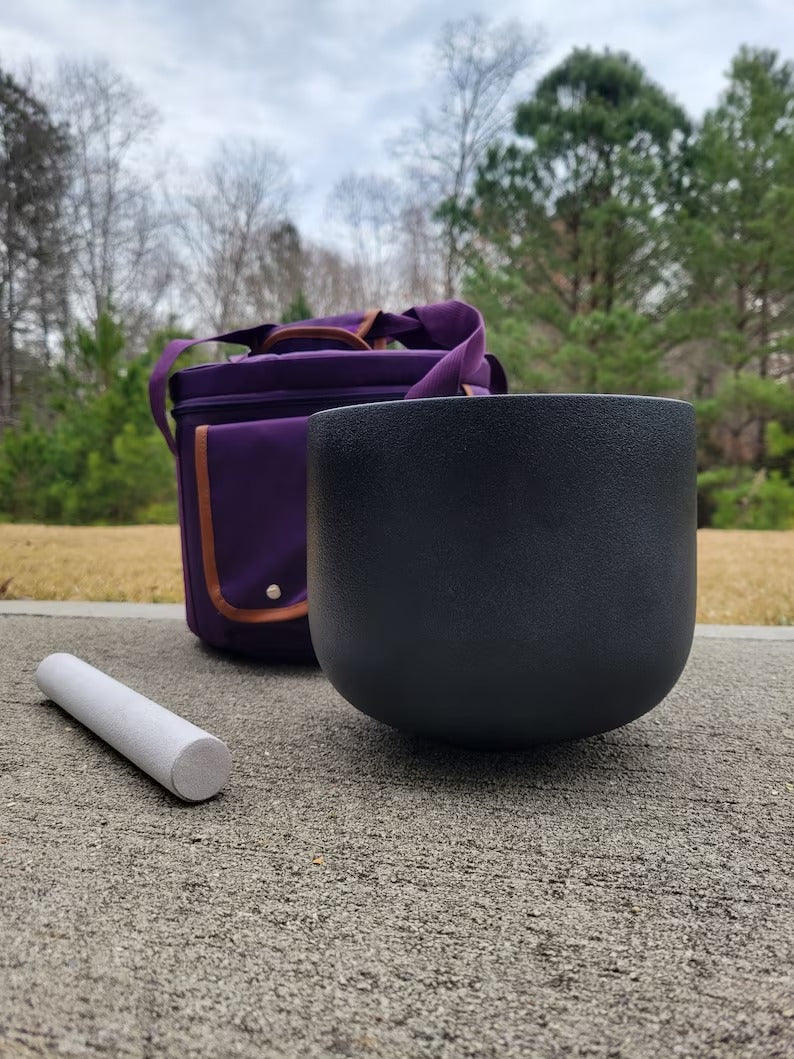 Ethereal Depths: 12" Perfect Pitch 432 Hz Black Crystal Singing Bowl in E Note - Serene Harmonic Vibrations - Thecosmicaccess