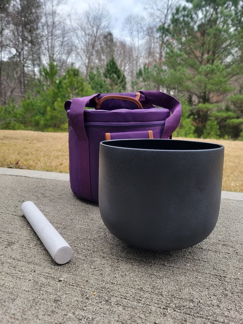 Ethereal Depths: 12" Perfect Pitch 432 Hz Black Crystal Singing Bowl in E Note - Serene Harmonic Vibrations - Thecosmicaccess