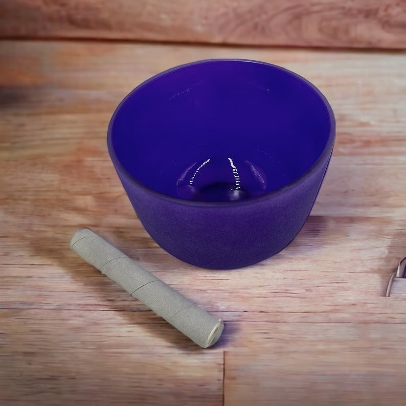 Serenity in Purple: A# Note Perfect Pitch 8" Crystal Singing Bowl - Harmonize Mind, Body, and Spirit - Thecosmicaccess