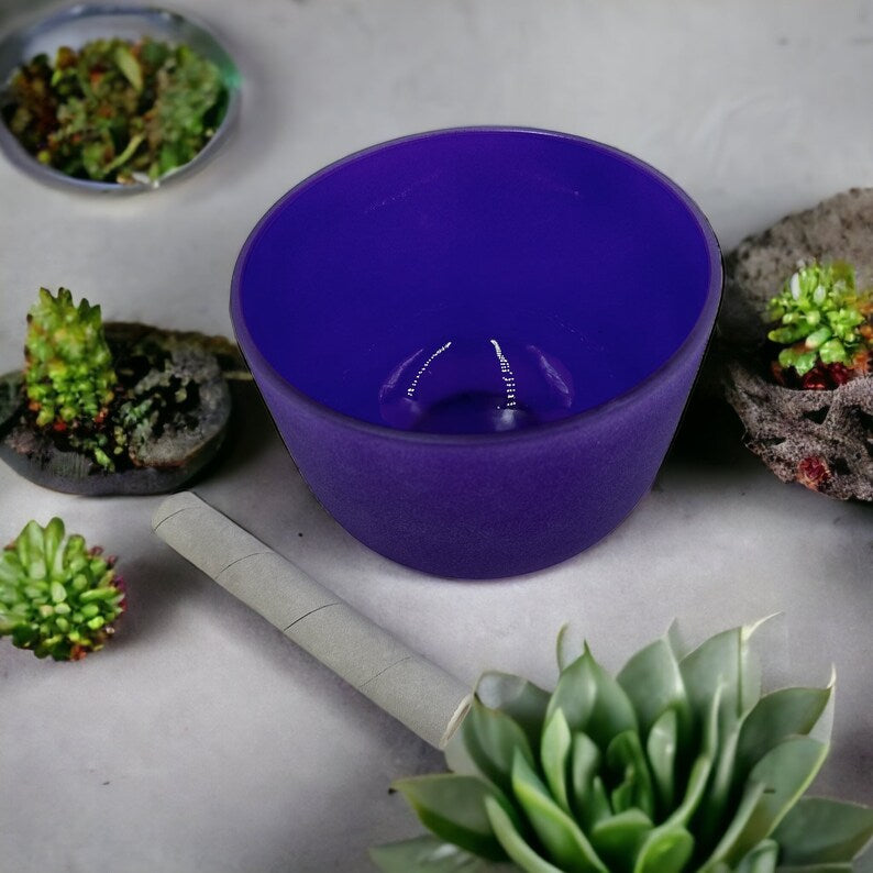 Serenity in Purple: A# Note Perfect Pitch 8" Crystal Singing Bowl - Harmonize Mind, Body, and Spirit - Thecosmicaccess