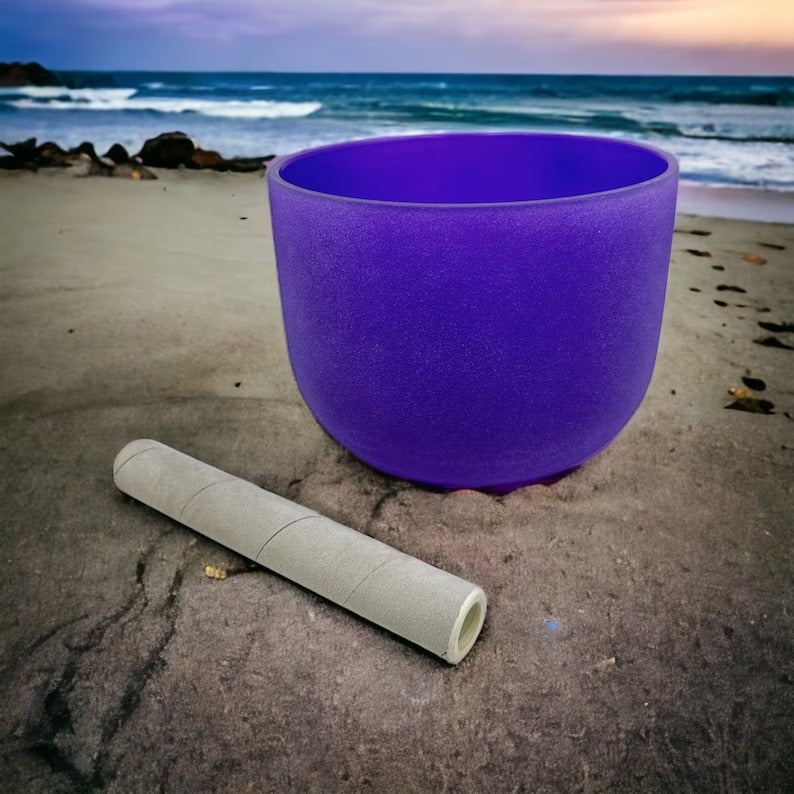 Serenity in Purple: A# Note Perfect Pitch 8" Crystal Singing Bowl - Harmonize Mind, Body, and Spirit - Thecosmicaccess