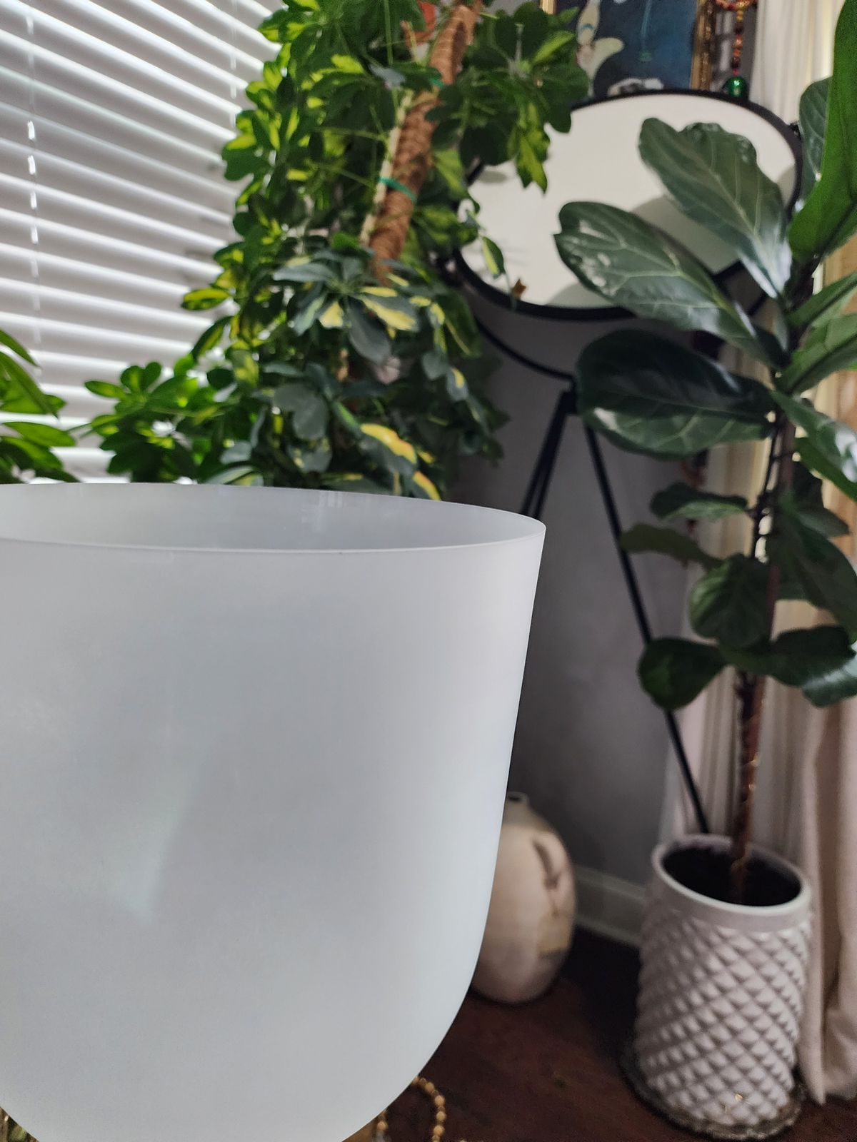 9.3" Lotus Engraved Opal Lapiz Lazuli Gem Fused  Holy Grail Chalice with Padded Case and Suede Striker