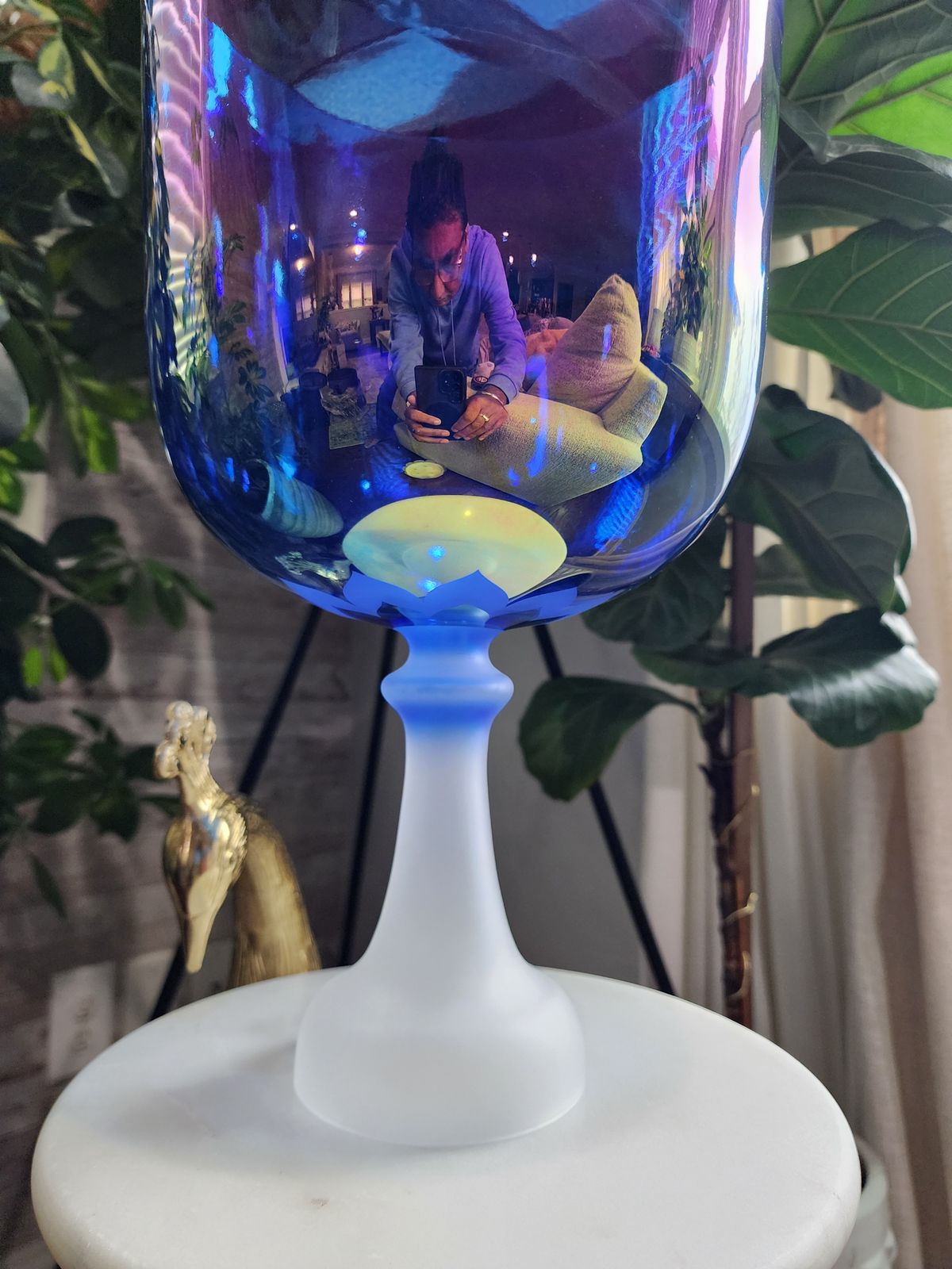 9.3" Titanium Opal Gem Fused Holy Grail Chalice with Padded Case and Suede Striker