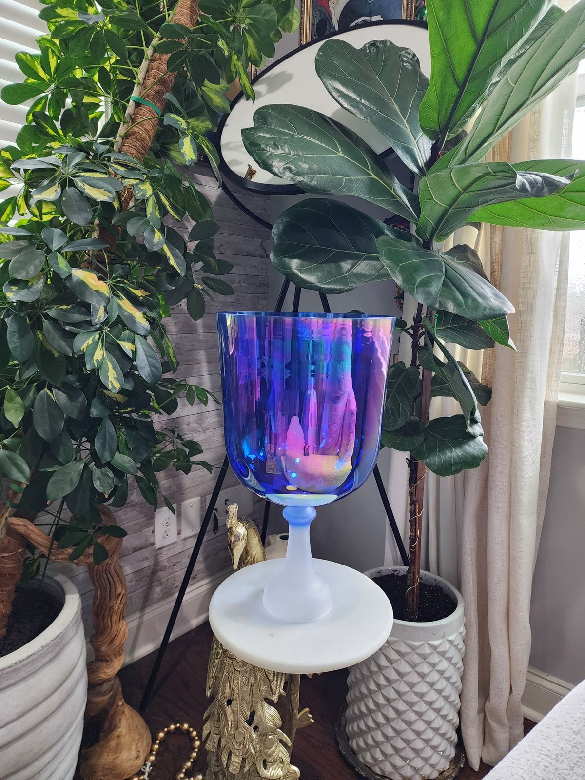 9.3" Titanium Opal Gem Fused Holy Grail Chalice with Padded Case and Suede Striker