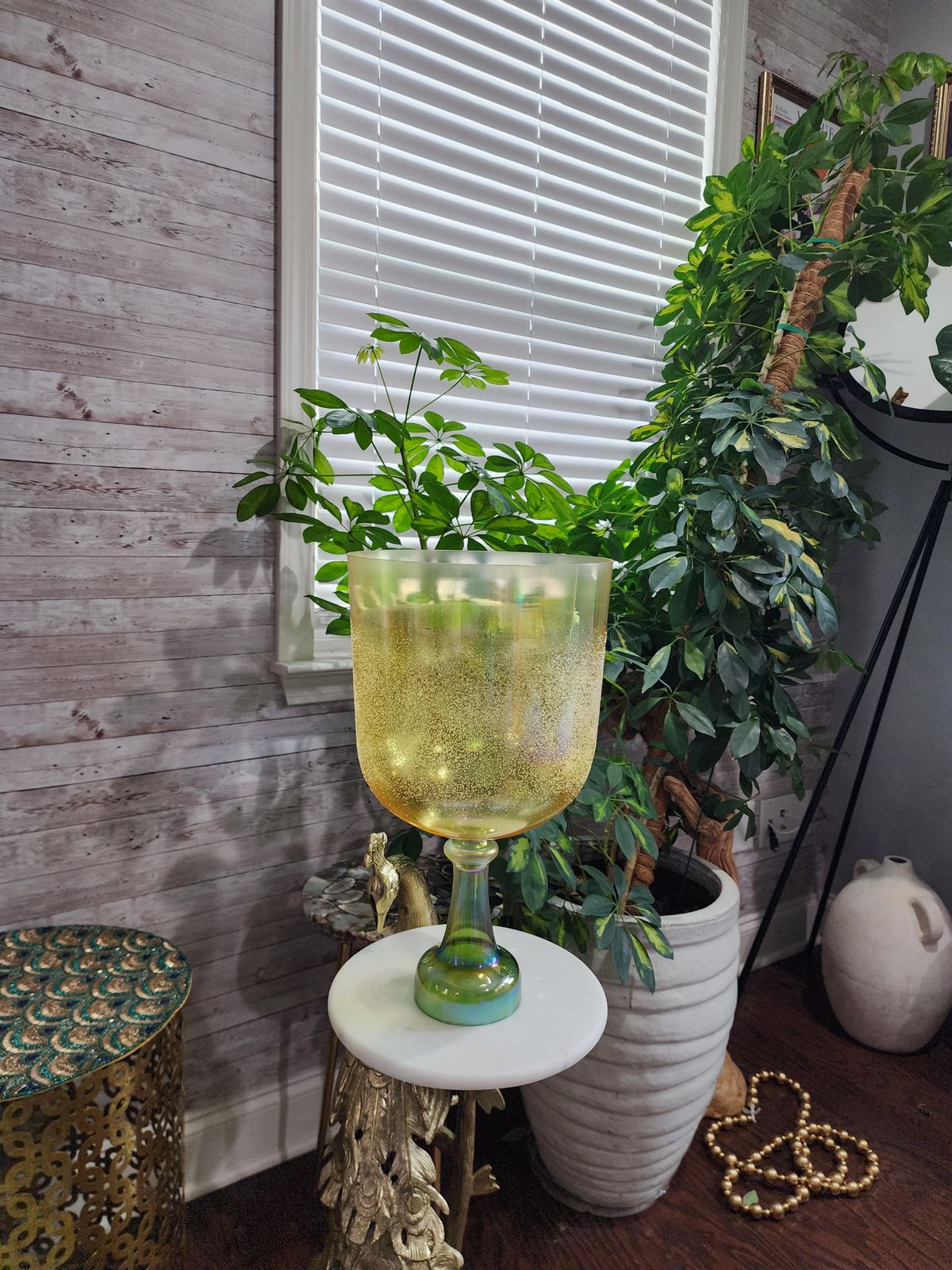 9.3" Citrine Emerald Gem Fused  Holy Grail Chalice with Padded Case and Suede Striker