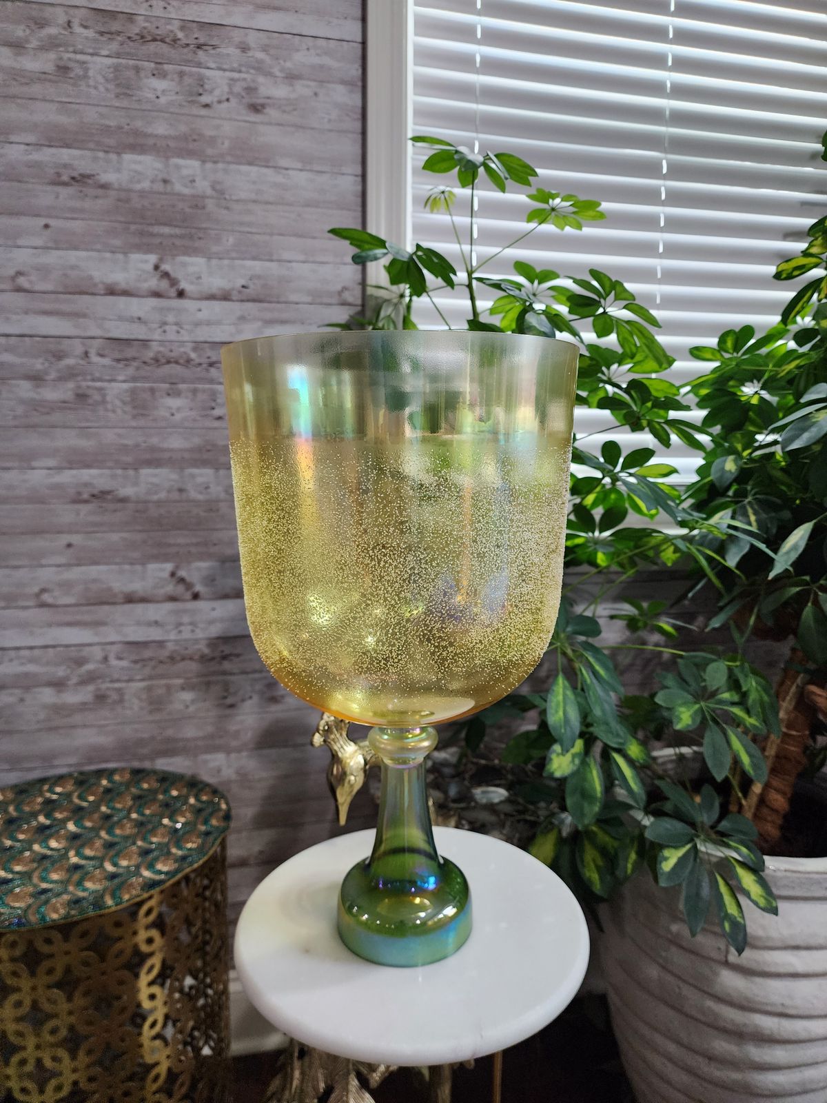 9.3" Citrine Emerald Gem Fused  Holy Grail Chalice with Padded Case and Suede Striker