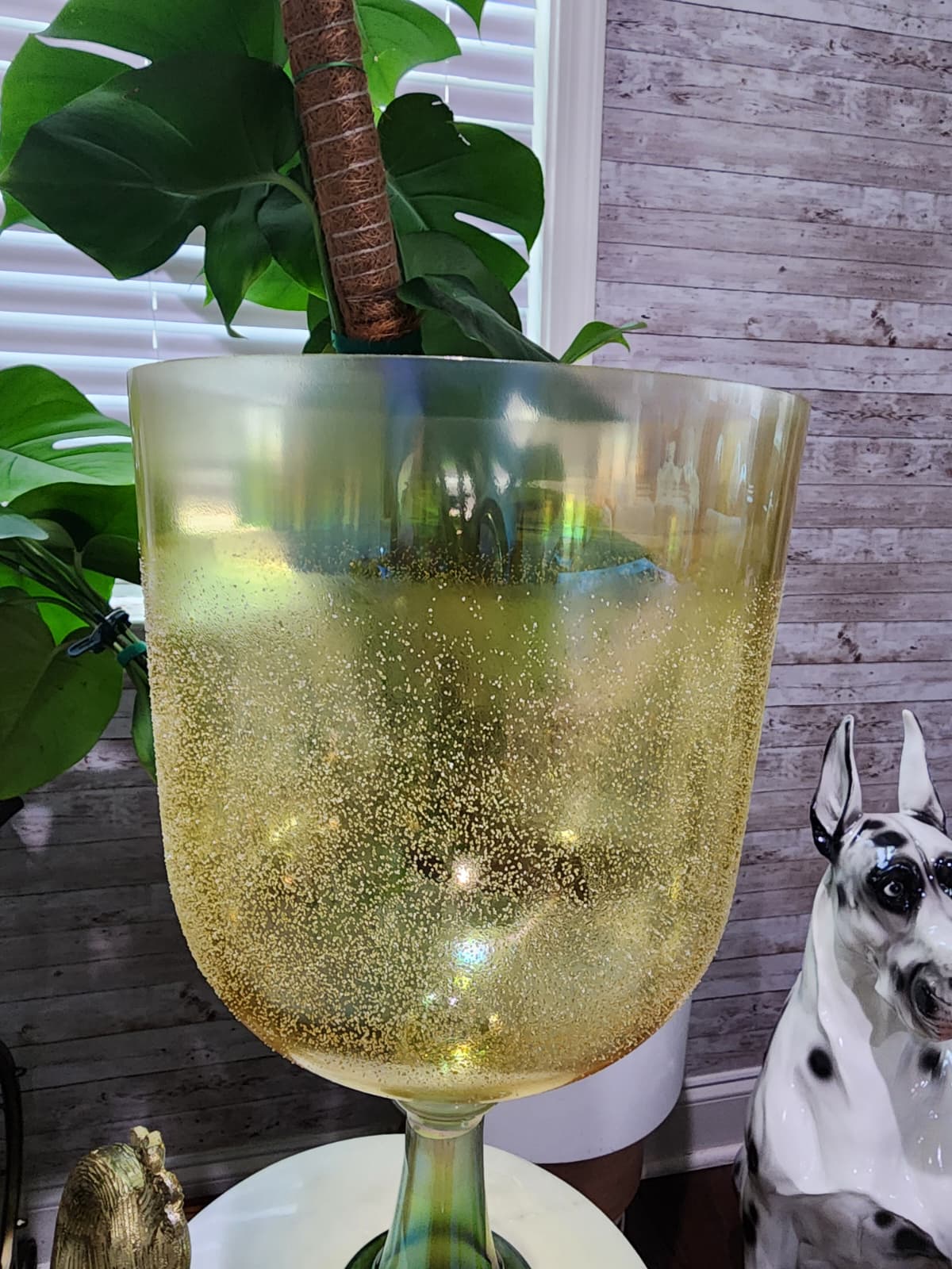 9.3" Emerald Citrine Gem Fused Holy Grail Chalice with Padded Case and Suede Striker