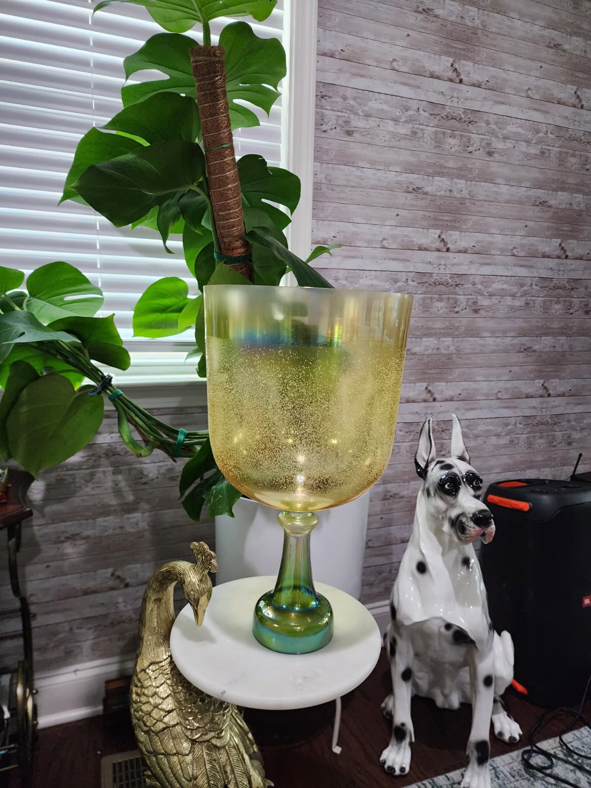 9.3" Emerald Citrine Gem Fused Holy Grail Chalice with Padded Case and Suede Striker