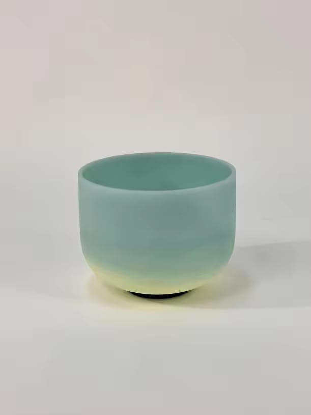 432Hz Citrine Amazonite Gem Fused Crystal Singing Bowl with Padded Case Striker and O-ring