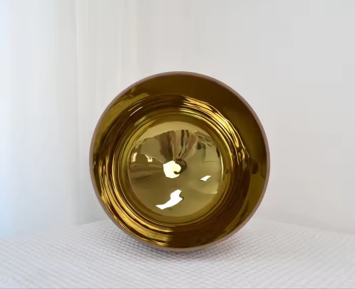 Chiastolite Gem Fused 10 inch E note Chiastolite Gem Fused Crystal Singing Bowl with Padded Secure Case and Striker