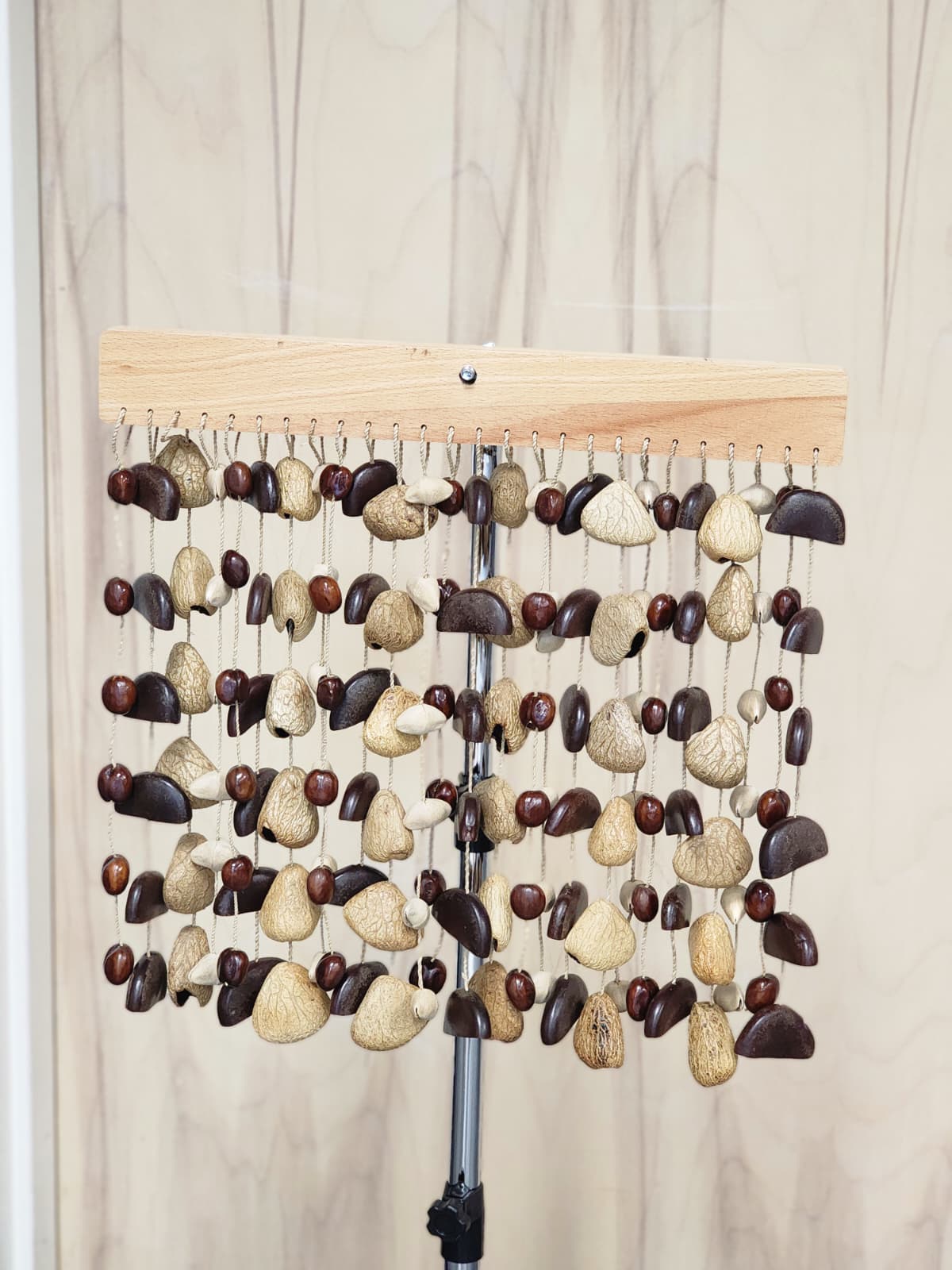 Mixed Panji Kenari Palla Bendo Nut Shell Pods Chime Hand Rattlers with Stand