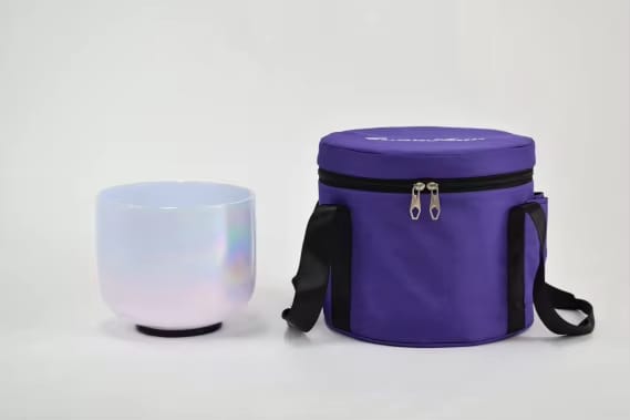 Rose Quartz + Amethyst Double Gem Platinum Infused Crystal Singing Bowl with Padded Case and Striker