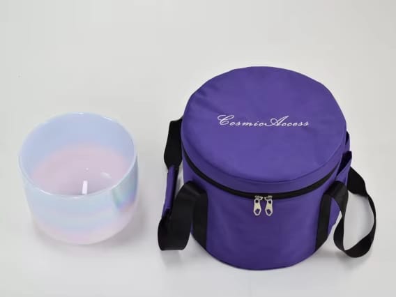 Rose Quartz + Amethyst Double Gem Platinum Infused Crystal Singing Bowl with Padded Case and Striker