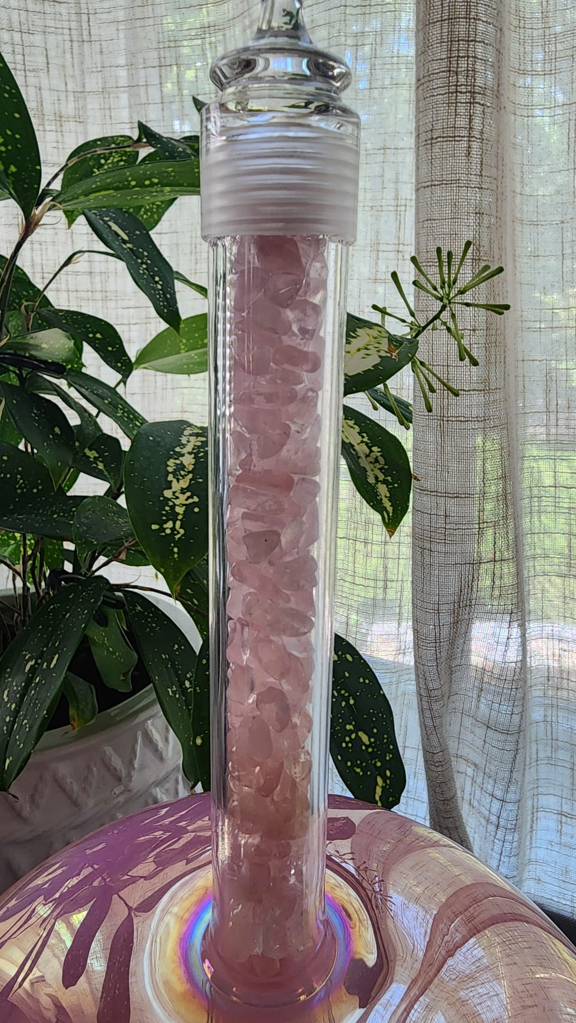 Grandfather 432Hz 8.75" C Note Root Chakra Pink Divine Light Sacred Handheld Singing Bowl with Pink Tourmaline Crystal, Padded Secure Case, and Striker