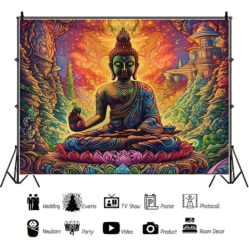1pc Bodhisattva Print Tapestry, Polyester Tapestry, Wall Hanging For Living Room Bedroom Office, Home Decor Room Decor Party Decor, With Free Installation Package